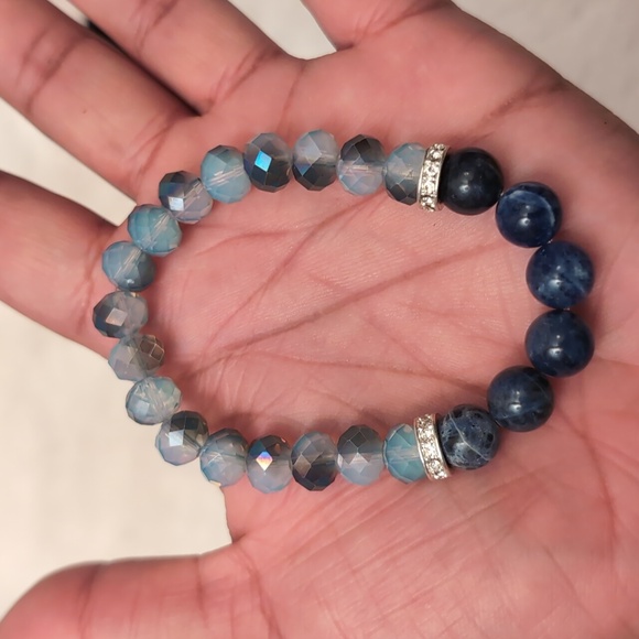 Avon|I Wish You Beaded Bracelet-PEACE- Blue Stone and Blue Crytals Beads - Picture 11 of 11